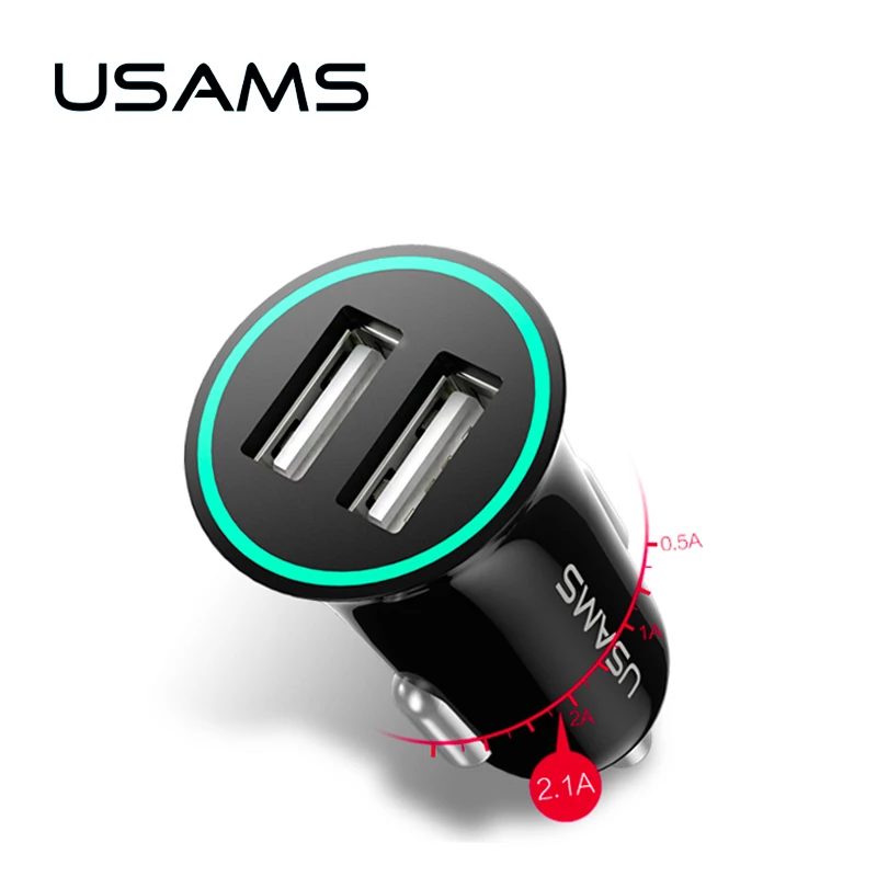 Фото Usams Dual USB Автомобильное зарядное устройство для мобильного телефона