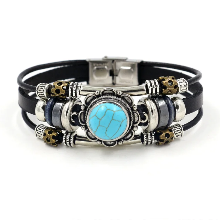 Boho Pulsera Leather Bracelets Unique Mixed Natural Stones Gilded Charm Wrap Bracelets Vintage Punk Wrap Pulsera for 2018
Boho Pulsera Leather Bracelets Unique Mixed Natural Stones Gilded Charm Wrap Bracelets Vintage Punk Wrap Pulsera for 2018