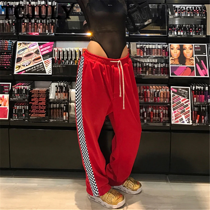 TCJULY Autumn Winter Streetwear Stylish Casual Pants Woman Side Checkerboard Patterns Patchwork Design Drawstring Loose Trousers
TCJULY Autumn Winter Streetwear Stylish Casual Pants Woman Side Checkerboard Patterns Patchwork Design Drawstring Loose Trousers