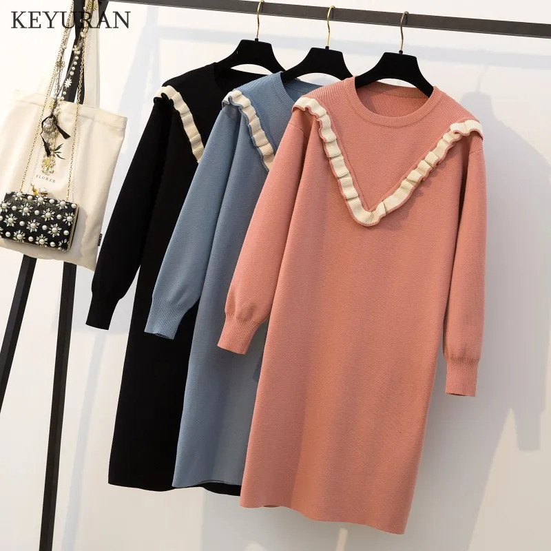2019 New Plus Size XL-4XL Women Autumn Winter Loose Fashion Pullover Dress Female Ruffles Casual Dress Ladies Warm Knit Sweater
2019 New Plus Size XL-4XL Women Autumn Winter Loose Fashion Pullover Dress Female Ruffles Casual Dress Ladies Warm Knit Sweater