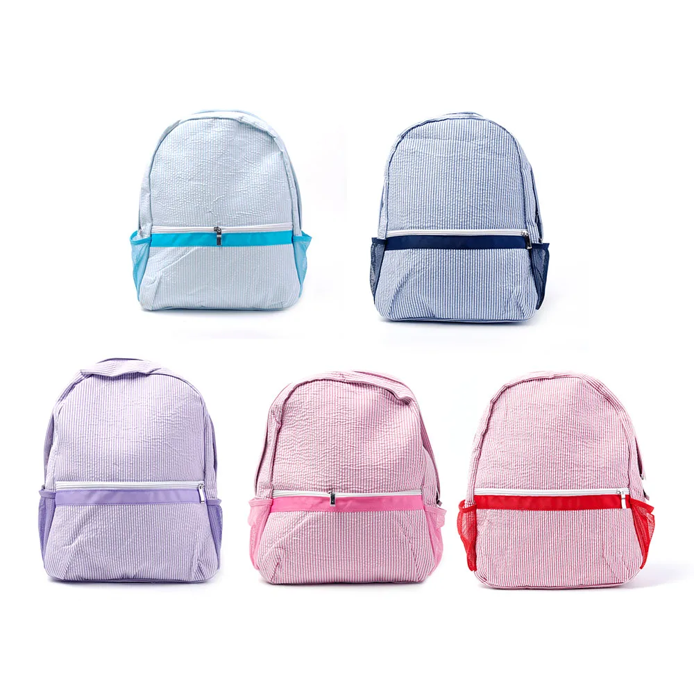 seersucker material backpack kids school backpack book bag with mesh pockets DOM031
seersucker material backpack kids school backpack book bag with mesh pockets DOM031