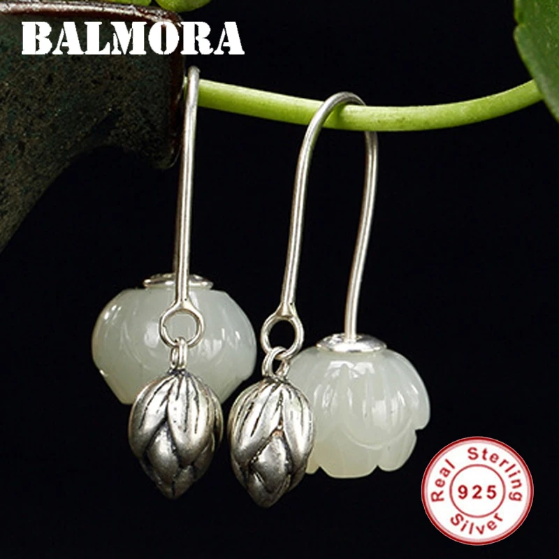 BALMORA 925 Sterling Silver Beautiful Lotus Flower & Chalcedony Dangle Drop Earrings for Women Bijoux Jewelry Brincos JWE1061
BALMORA 925 Sterling Silver Beautiful Lotus Flower & Chalcedony Dangle Drop Earrings for Women Bijoux Jewelry Brincos JWE1061