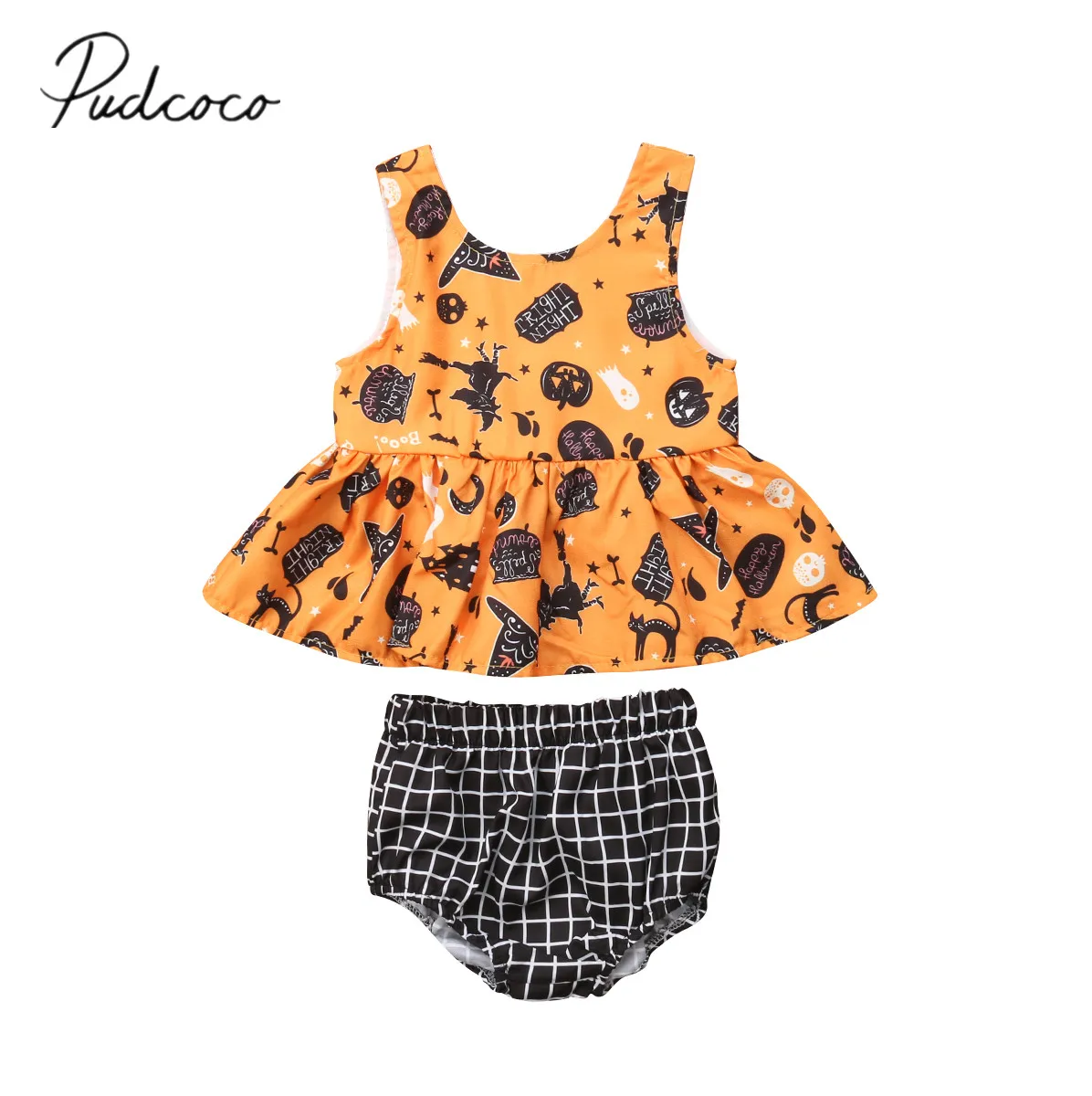 2018 Brand New Halloween Party Toddler Baby Girls Clothes Sets Sleeveless Cartoon Print Vest Tops+Plaid PP Shorts Outfit 0-24M
2018 Brand New Halloween Party Toddler Baby Girls Clothes Sets Sleeveless Cartoon Print Vest Tops+Plaid PP Shorts Outfit 0-24M