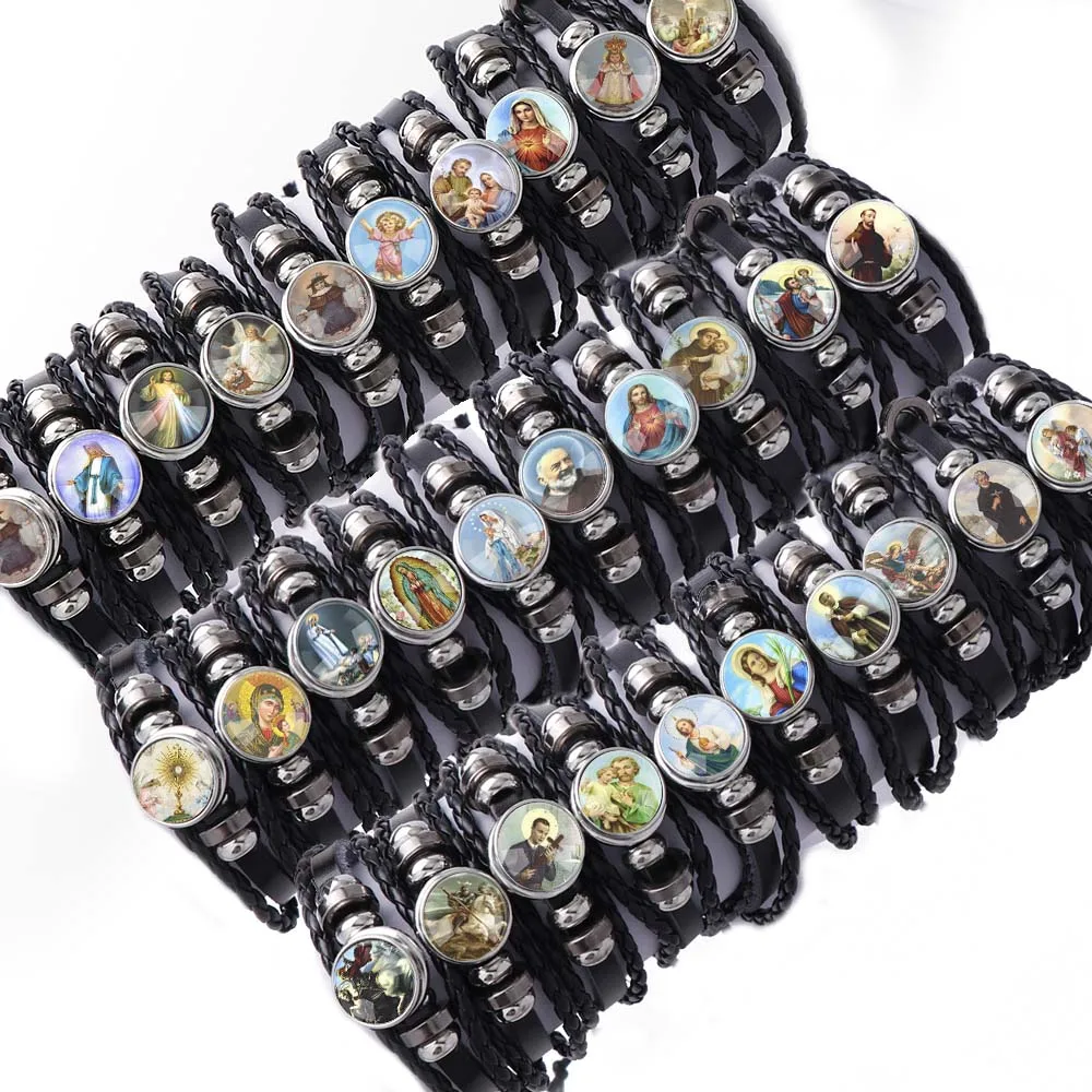 Religion 10PCS/lot Random Mix Styles Braided Bracelets Snap Button Maria Religion Leather Bracelets For Wrap Bangle Gifts
Religion 10PCS/lot Random Mix Styles Braided Bracelets Snap Button Maria Religion Leather Bracelets For Wrap Bangle Gifts