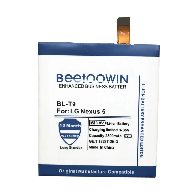 BEETOOWIN Original Mobile Phone Battery For LG Nexus 5 BL-T9 E980 G D820 D821 BLT9 Replacement Battery
BEETOOWIN Original Mobile Phone Battery For LG Nexus 5 BL-T9 E980 G D820 D821 BLT9 Replacement Battery