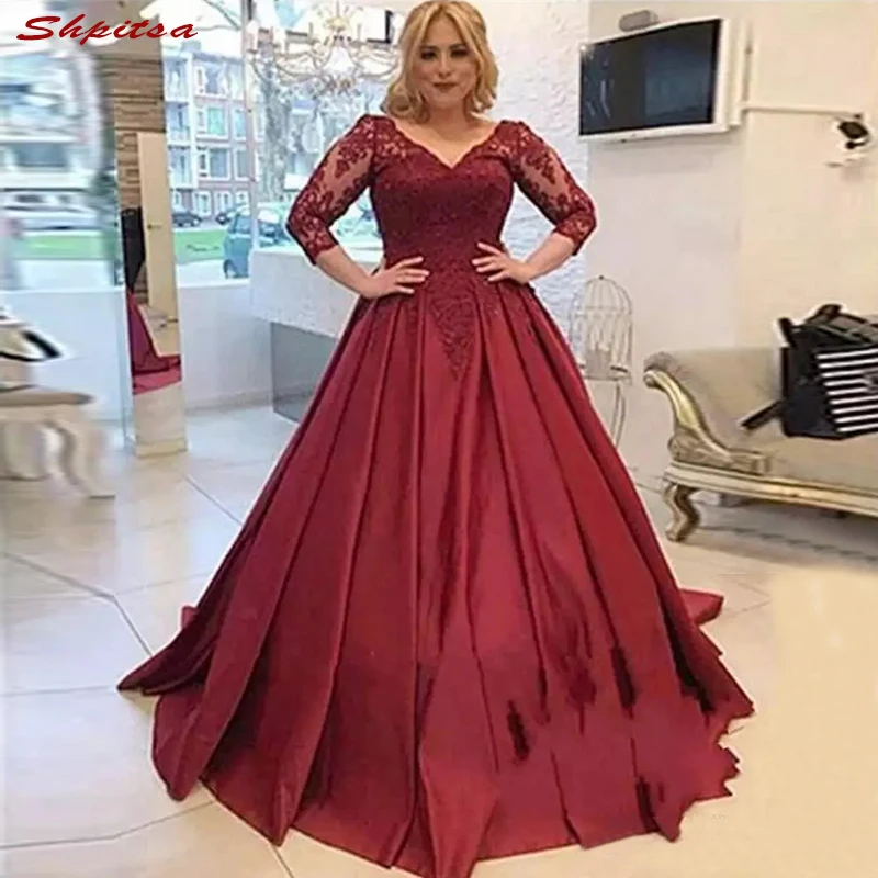 Burgundy Mother of the Bride Dresses for Weddings Lace Prom Long Sleeve Evening Groom Dinner Dresses 2018
Burgundy Mother of the Bride Dresses for Weddings Lace Prom Long Sleeve Evening Groom Dinner Dresses 2018