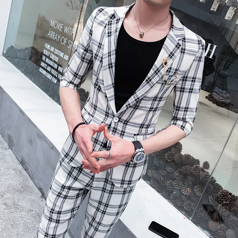 custom Network celebrity suit men's summer mid-sleeves suit, men's two-piece suit, Korean fashion suit, leisure suit,
custom Network celebrity suit men's summer mid-sleeves suit, men's two-piece suit, Korean fashion suit, leisure suit,