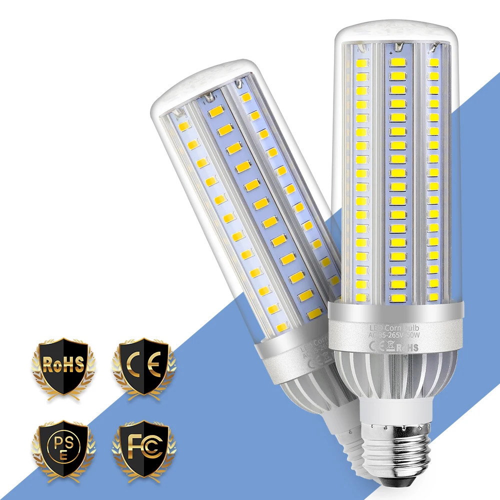 

Corn Bulb E27 LED Lamp E26 220V LED Candle Light SMD5730 Lampada 110V High Power LED 25W 35W 50W No Flicker Fan Cooling 85-265V