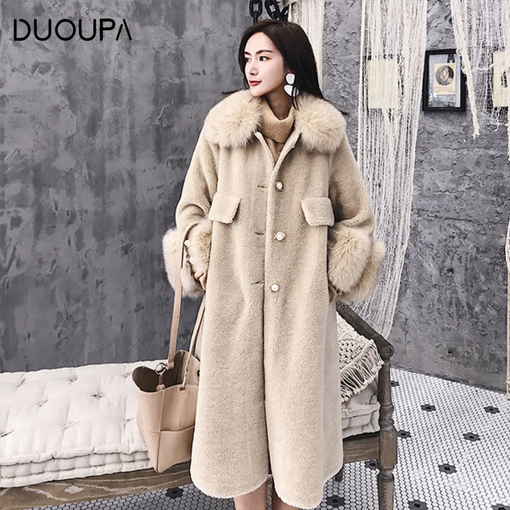 DUOPA Winter Fashion woman's coat women sheepskin coat women's fur coat real wool sheepskin shearling coat real fox fur hooded
DUOPA Winter Fashion woman's coat women sheepskin coat women's fur coat real wool sheepskin shearling coat real fox fur hooded