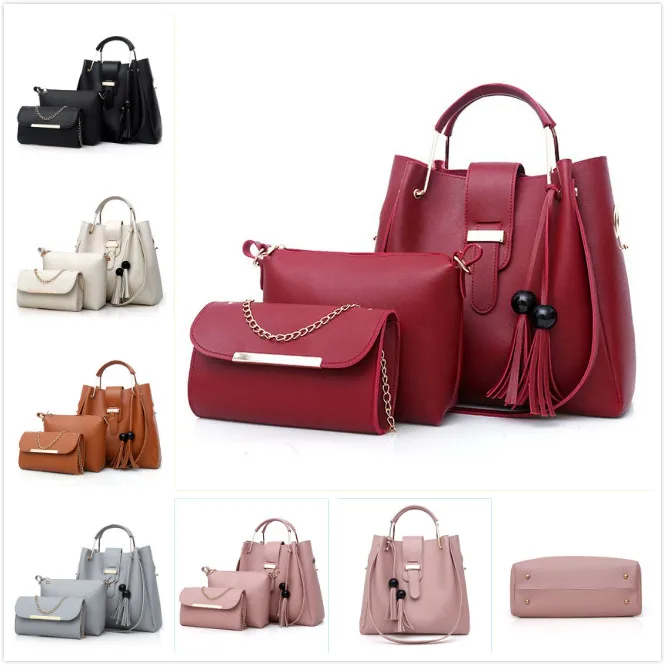 Fashion 3Pcs/Set Women Casual Tote Bag Tassel Metal Handle Designer Composite Messenger Bag Handbags PU Leather Shoulder Bags
Fashion 3Pcs/Set Women Casual Tote Bag Tassel Metal Handle Designer Composite Messenger Bag Handbags PU Leather Shoulder Bags