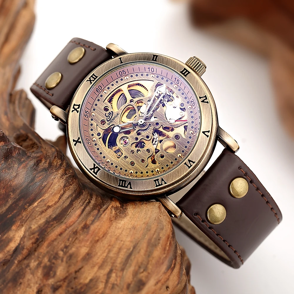 Fashion Men Watches Vintage Bronze Automatic Mechanical Watches Men Skeleton Watches Casual Wristwatch Relogio Masculino
Fashion Men Watches Vintage Bronze Automatic Mechanical Watches Men Skeleton Watches Casual Wristwatch Relogio Masculino