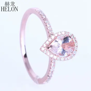 HELON 7x5mm Pear Prong Sharp claws 0.514ct Pink Morganite 0.2ct Diamond Solid 14K Rose Gold Engagement Wedding Fine Jewelry Ring
HELON 7x5mm Pear Prong Sharp claws 0.514ct Pink Morganite 0.2ct Diamond Solid 14K Rose Gold Engagement Wedding Fine Jewelry Ring