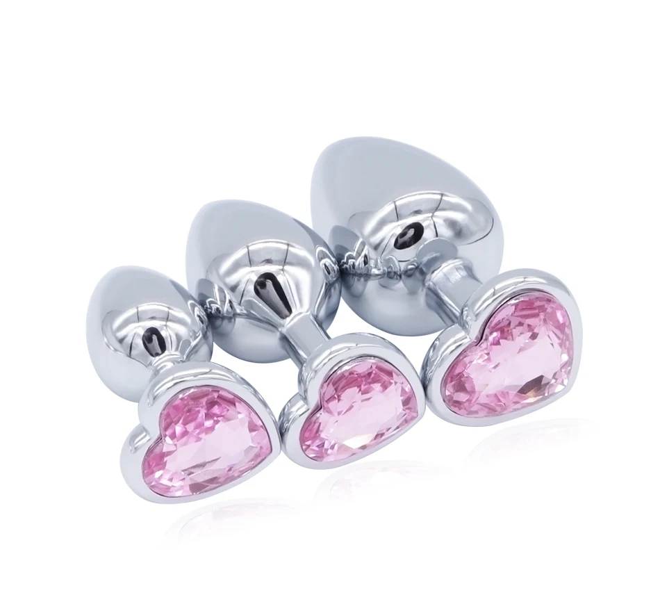 DOMI 3PCS Anal Beads Crystal Jewelry Heart Butt Plug Stimulator Sex Toys Dildo Stainless Steel Anal Plug 7