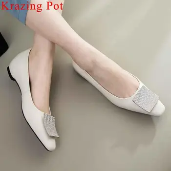 Krazing Pot gentlewomen elegant comfortable glitter crystals decoration slip on women pumps square toe low heels lady shoes L98
Krazing Pot gentlewomen elegant comfortable glitter crystals decoration slip on women pumps square toe low heels lady shoes L98