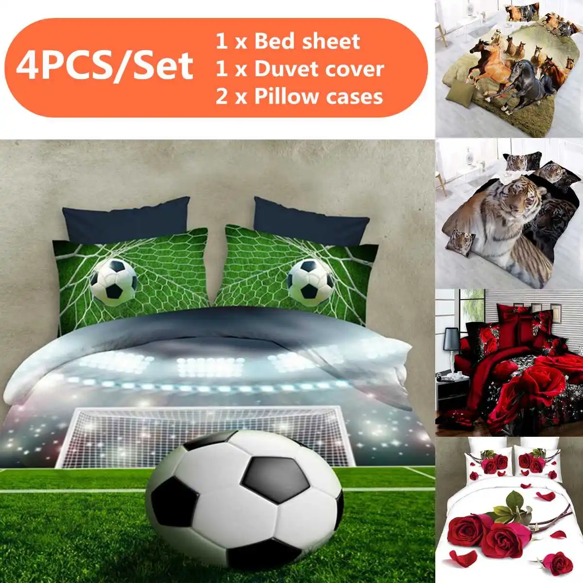 3d Soccer Football Bedding Sets Bed Set Bedclothes For Kids Adults