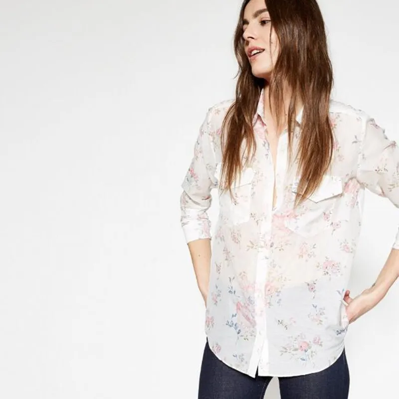 100% Silk blusas Plus Size Fresh Floral Printed Long Sleeve Front Double Pockets Casual Women Blouse and Tops
100% Silk blusas Plus Size Fresh Floral Printed Long Sleeve Front Double Pockets Casual Women Blouse and Tops