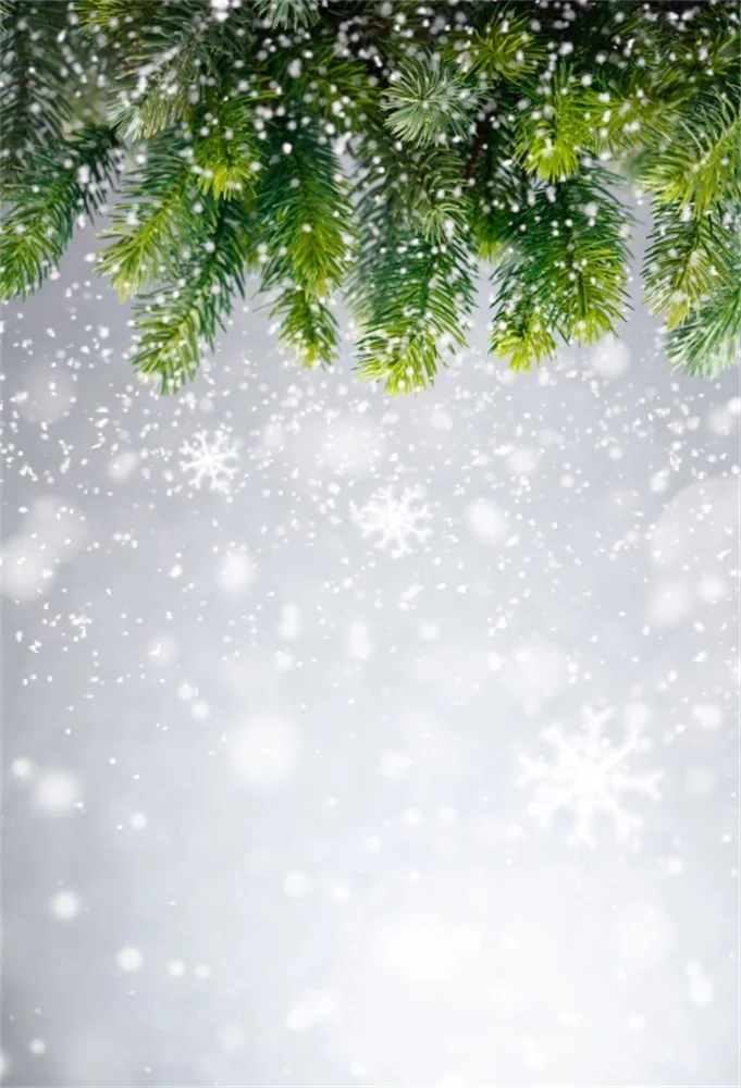 

Laeacco Pine Tree Leaves Snowflake Light Bokeh Baby Photography Backgrounds Customized Photographic Backdrops For Photo Studio