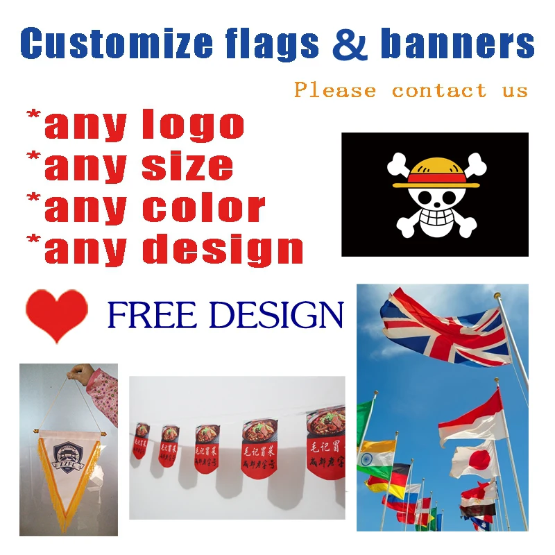 Free design custom flag 100D polyester material flying/hanging/pennant digital print flags and banners
Free design custom flag 100D polyester material flying/hanging/pennant digital print flags and banners