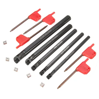 

5pcs Boring Bar Tunring Tool SCLCR 6 7 8 10 12mm with 5PcsCCMT0602 Insert 95 Degree Right Hand Blade Inserts Turning Tool Set