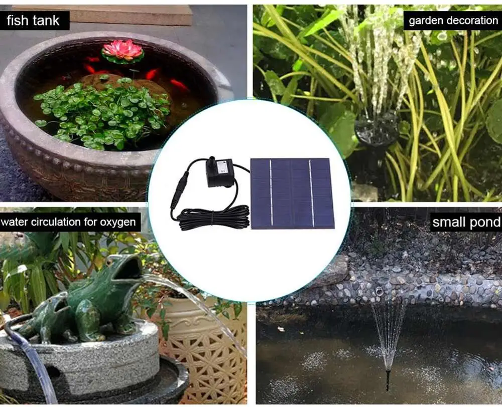 Solar Water Panel Power Fountain Pump 7V 1.2W 200L/H Bird Bath Pond Fish Tank Water Fountains Indoor Outdoor Garden Decorative
Solar Water Panel Power Fountain Pump 7V 1.2W 200L/H Bird Bath Pond Fish Tank Water Fountains Indoor Outdoor Garden Decorative