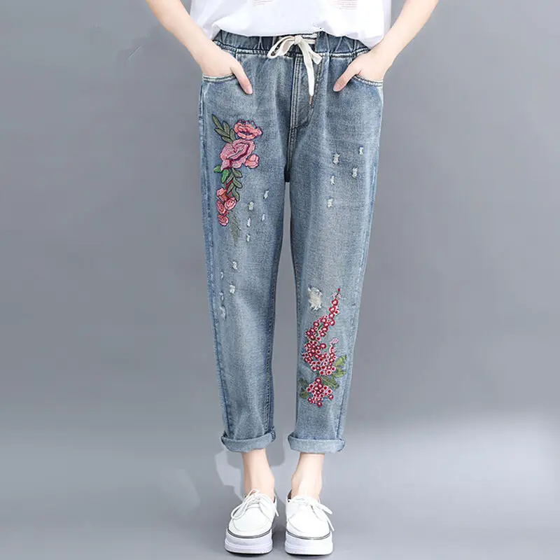 3XL Boyfriend Jeans Women Harem Pants Embroidered Denim High Waist Jeans Femme Casual Streetwear Plus Size Blue Mom Jeans Q1318
3XL Boyfriend Jeans Women Harem Pants Embroidered Denim High Waist Jeans Femme Casual Streetwear Plus Size Blue Mom Jeans Q1318