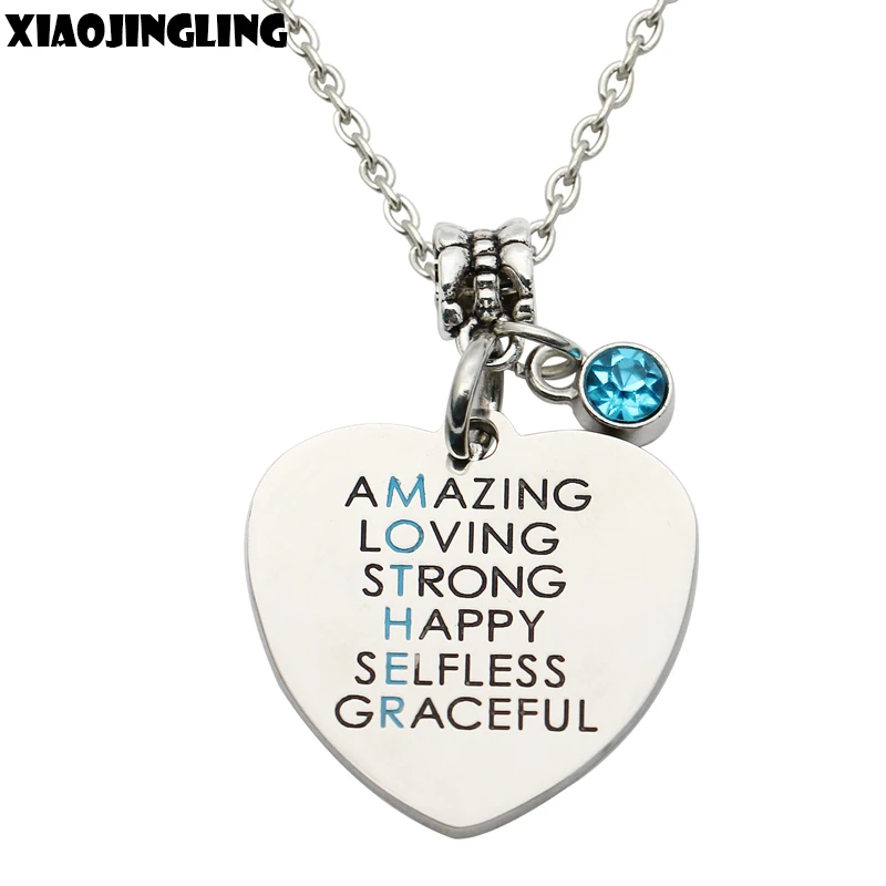 XIAOJINGLING Stainless Steel Pendant Necklace Charming Long Necklace Creative Blue Crystal Accessories Heart Mothers Day Gift
XIAOJINGLING Stainless Steel Pendant Necklace Charming Long Necklace Creative Blue Crystal Accessories Heart Mothers Day Gift