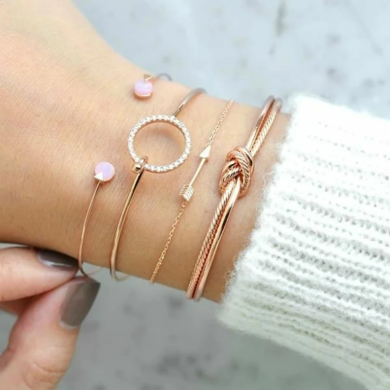 New Fashion Popular Double Knot Arrow Round Crystal Opening Bracelet For Women Combination Set Female Bracelets & Bangles
New Fashion Popular Double Knot Arrow Round Crystal Opening Bracelet For Women Combination Set Female Bracelets & Bangles