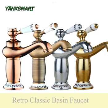 YANKSMART Bathroom Basin Faucet Retro Antique brass chrome ross golden gold Brass Sink Faucet Vessel Sink Mixer Water Tap
YANKSMART Bathroom Basin Faucet Retro Antique brass chrome ross golden gold Brass Sink Faucet Vessel Sink Mixer Water Tap