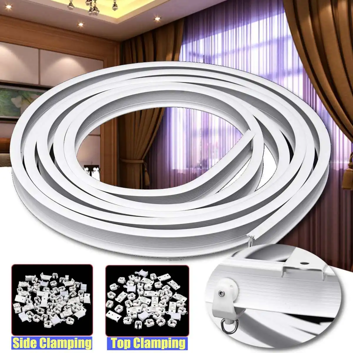 4M Top/Side Clamping Curtain Track Rail Flexible Ceiling Mounted For Straight Slide Windows Balcony Home Decor Accessories 4M Top/Side Clamping Curtain Track Rail Flexible Ceiling Mounted For Straight Slide Windows Balcony Home Decor Accessories