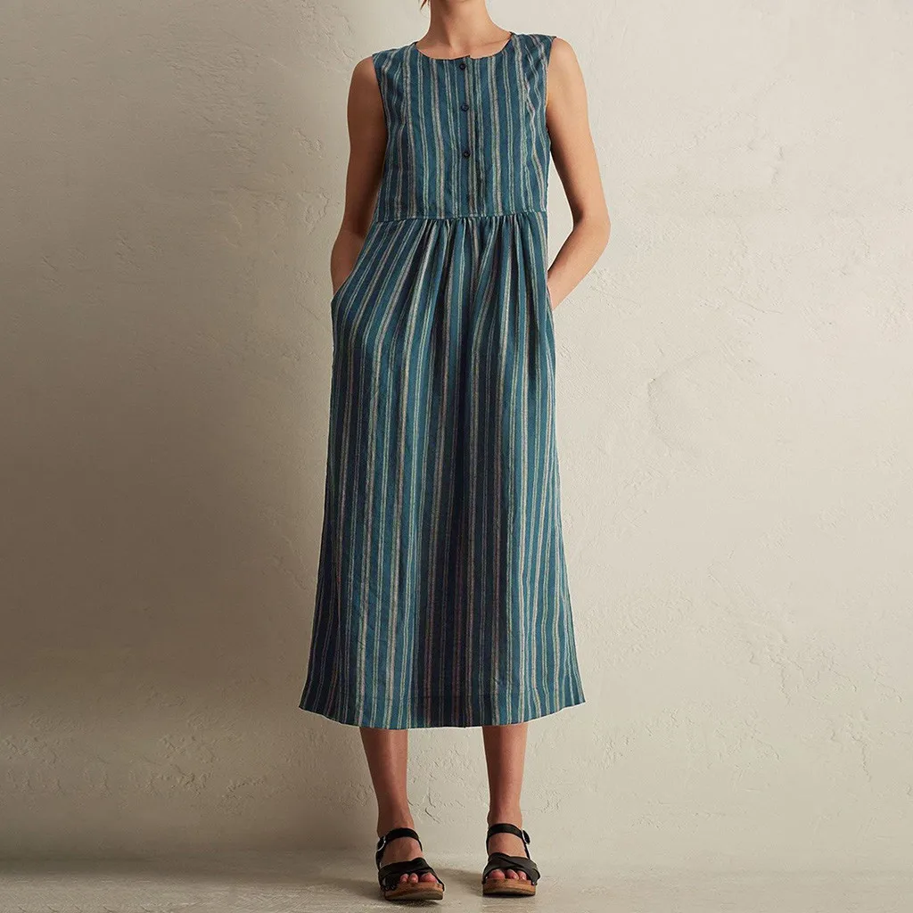 2019 New Women's Summer Dresses Vintage Ladies O-neck Striped vestidos Women Causal Summer Mid-Calf Dresses robe femme
2019 New Women's Summer Dresses Vintage Ladies O-neck Striped vestidos Women Causal Summer Mid-Calf Dresses robe femme