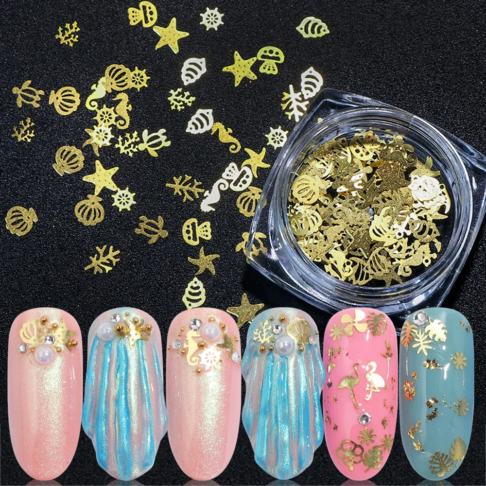 1 box Gold Metallic Nail Paillette Sequins 3D Shells Flamingos Gold Flakes Summer Flowers Nail Art Slice Tips Decorations BE970
1 box Gold Metallic Nail Paillette Sequins 3D Shells Flamingos Gold Flakes Summer Flowers Nail Art Slice Tips Decorations BE970