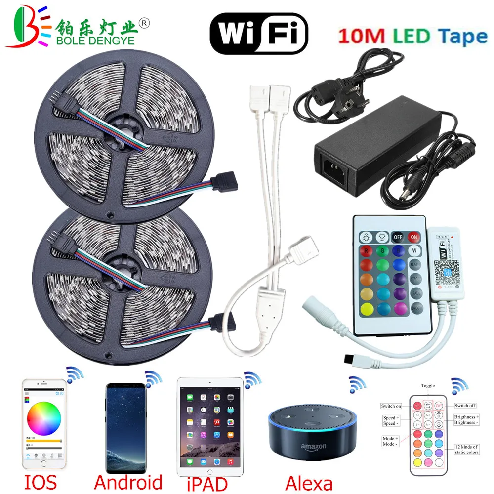 BOLEDENGYE 5M 10M RGB LED Strip WiFi Control SMD 5050 12V Non waterproof Flexible Tape Ribbon Amazon Alexa Smart Control System
BOLEDENGYE 5M 10M RGB LED Strip WiFi Control SMD 5050 12V Non waterproof Flexible Tape Ribbon Amazon Alexa Smart Control System
