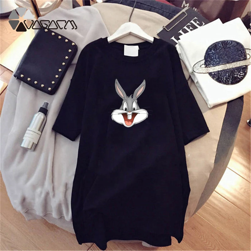 2019 Bugs Bunny Summer Plus Size Dress Women Cute Cartoon Print Short Sleeve Casual Loose Mini Dress Vestidos M-4XL
2019 Bugs Bunny Summer Plus Size Dress Women Cute Cartoon Print Short Sleeve Casual Loose Mini Dress Vestidos M-4XL