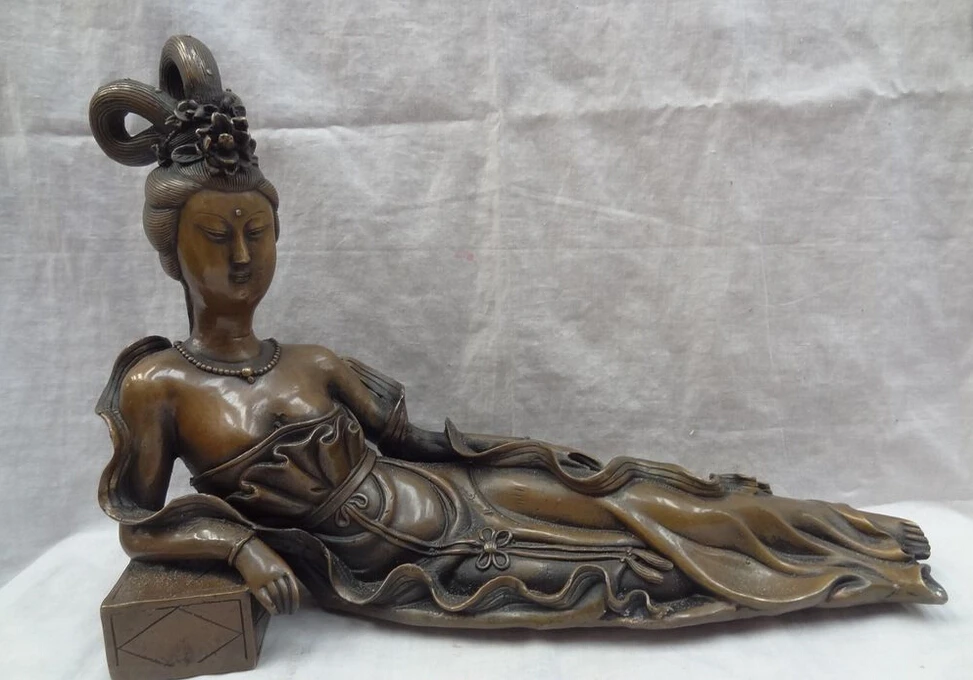 16" Chinese Bronze Female Celestial Sleep Kwan-Yin GuanYin Goddess Fairy Statue
16" Chinese Bronze Female Celestial Sleep Kwan-Yin GuanYin Goddess Fairy Statue