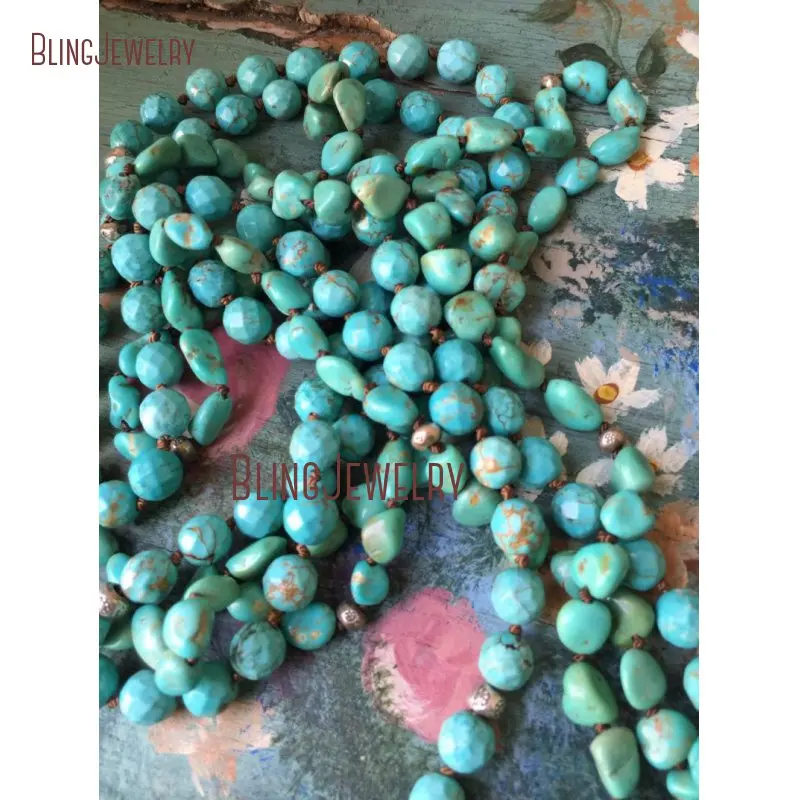 20190325-NM15543-southwest boho turquoise stone blue rustic glam hand knot thai silver beads layering necklace_4