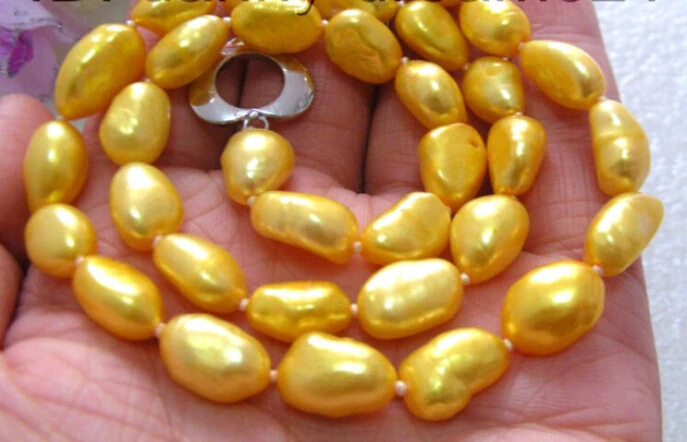 CLASSIC 11mm golden baroque freshwater pearls necklace B479 Factory Wholesale price Women Gift word Jewelry | Украшения и