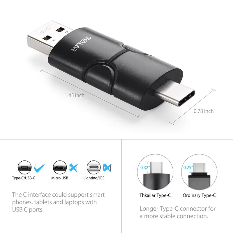 Флеш накопитель THKAILAR USB 3 0 Type C OTG флеш 256 ГБ 128 64 Флешка 32 Гб высокая скорость|USB