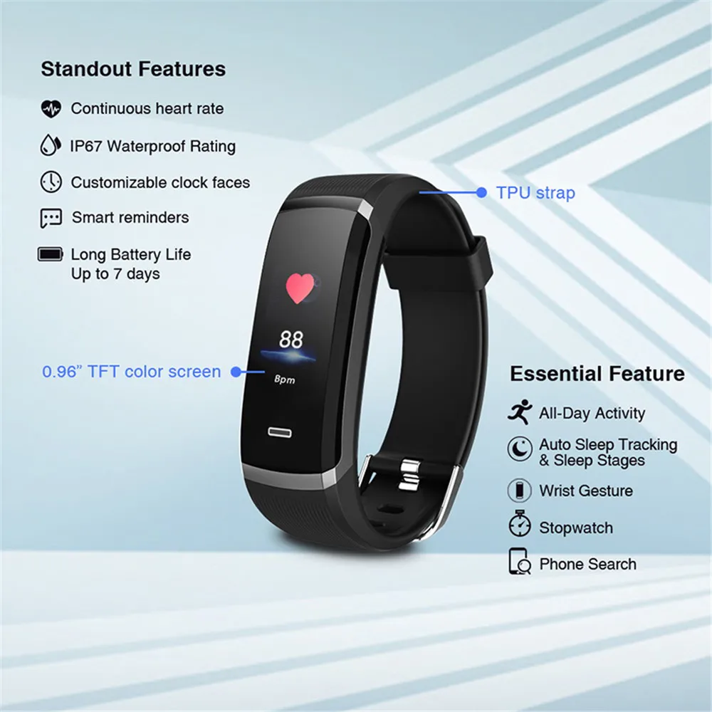 Wearpai GT101 Smart Wristband 0.96" TFT Color Screen Heart Rate Monitor Fitness Tracker IP67 Waterproof Sport Bracelet
Wearpai GT101 Smart Wristband 0.96" TFT Color Screen Heart Rate Monitor Fitness Tracker IP67 Waterproof Sport Bracelet