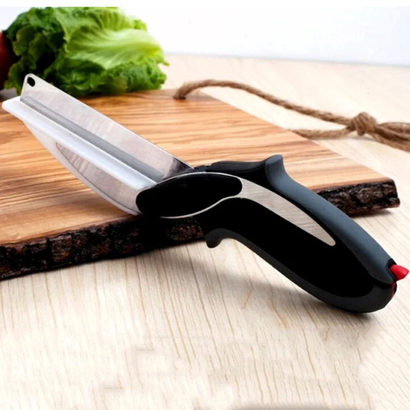 Kitchen Stainless Steel Scissors 2 In 1 Cutting Board Chopper Portable Fruit Vegetable Scissors Multifunctional Cutter
Kitchen Stainless Steel Scissors 2 In 1 Cutting Board Chopper Portable Fruit Vegetable Scissors Multifunctional Cutter