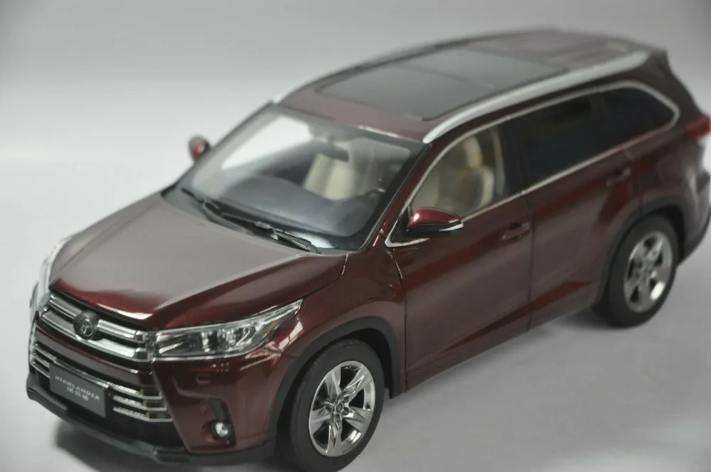 1:18 литая модель для Toyota Highlander 2018 Red SUV игрушечный автомобиль из сплава миниатюрные