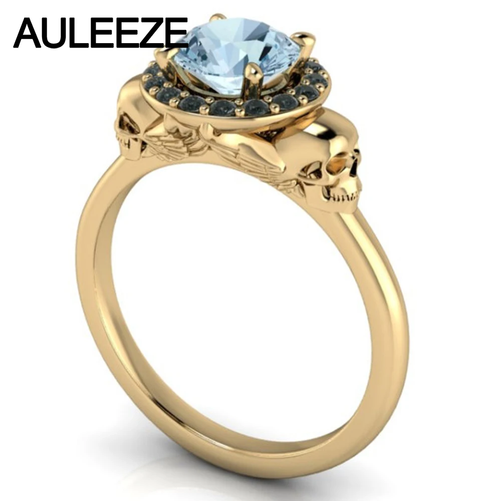 Halloween Double Skull Ring Solitaire Natural Aquamarine Halo Agate Onyx Wedding Ring 10K Yellow Gold Engagement Rings For Women
Halloween Double Skull Ring Solitaire Natural Aquamarine Halo Agate Onyx Wedding Ring 10K Yellow Gold Engagement Rings For Women