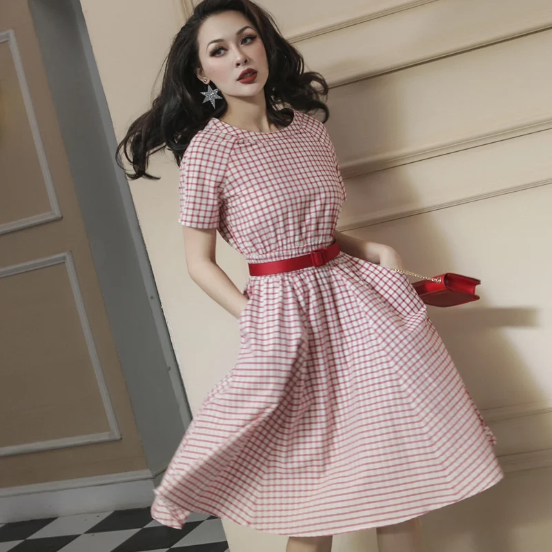 2018 Spring Vintage Classic Plaid Pattern Dress Ball Gown Type Slim High Rise Dress Stretch Waist
2018 Spring Vintage Classic Plaid Pattern Dress Ball Gown Type Slim High Rise Dress Stretch Waist