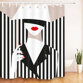 LB Waterproof New Fashion Girl Umbrella Black And White Stripes Cloth Shower Curtain Bathroom Curtains Fabric For Bathtub Decor
LB Waterproof New Fashion Girl Umbrella Black And White Stripes Cloth Shower Curtain Bathroom Curtains Fabric For Bathtub Decor