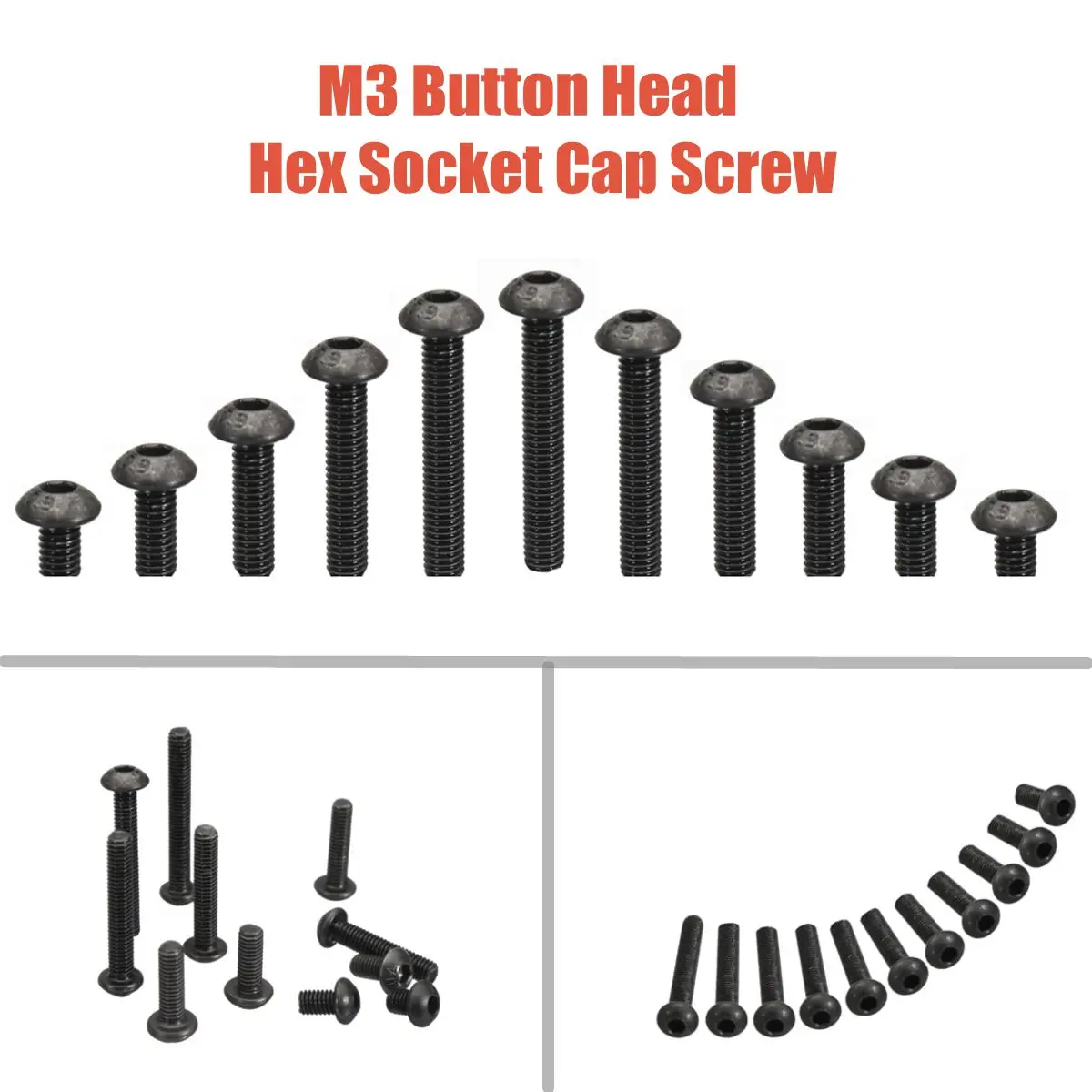 MTGATHER 100pcs Metric M3 10.9 Alloy Steel A2 Button Head Hex Socket Cap Screw Bolt 4-22mm Black
MTGATHER 100pcs Metric M3 10.9 Alloy Steel A2 Button Head Hex Socket Cap Screw Bolt 4-22mm Black