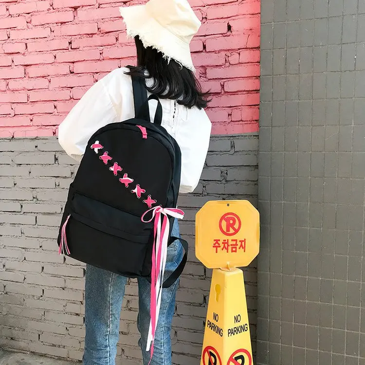 2018 Japan Harajuku Black Pink Canvas Backpacks Ribbons Bow Tassel School Bags for Teenager Girls Boys Travel Rucksacks Daypacks
2018 Japan Harajuku Black Pink Canvas Backpacks Ribbons Bow Tassel School Bags for Teenager Girls Boys Travel Rucksacks Daypacks