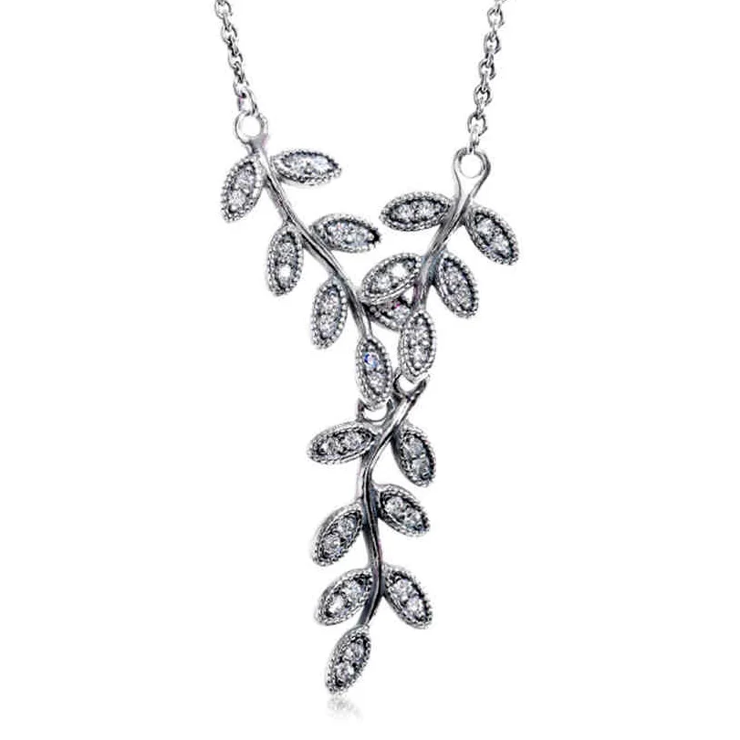 Authentic 925 Sterling Silver Necklace Sparkling Leaves With Crystal Necklace For Women Wedding Party Gift Fine DIY Jewelry
Authentic 925 Sterling Silver Necklace Sparkling Leaves With Crystal Necklace For Women Wedding Party Gift Fine DIY Jewelry