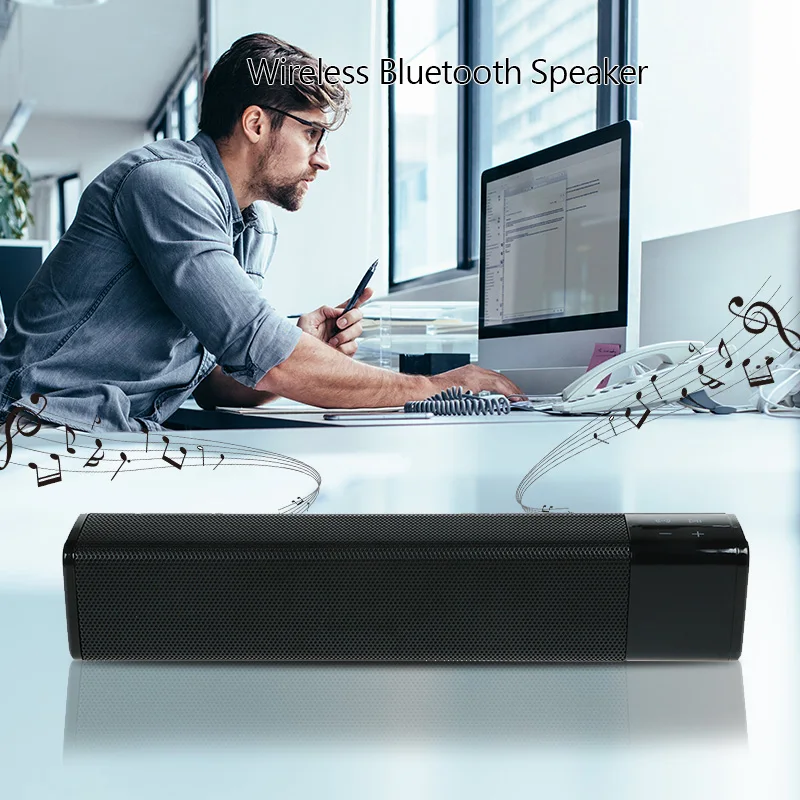VTIN Wireless Bluetooth 5.0 Speaker Portable Soundbar Super Bass Stereo Loudspeaker Long-Standby with Touch NFC Black AUX (11)