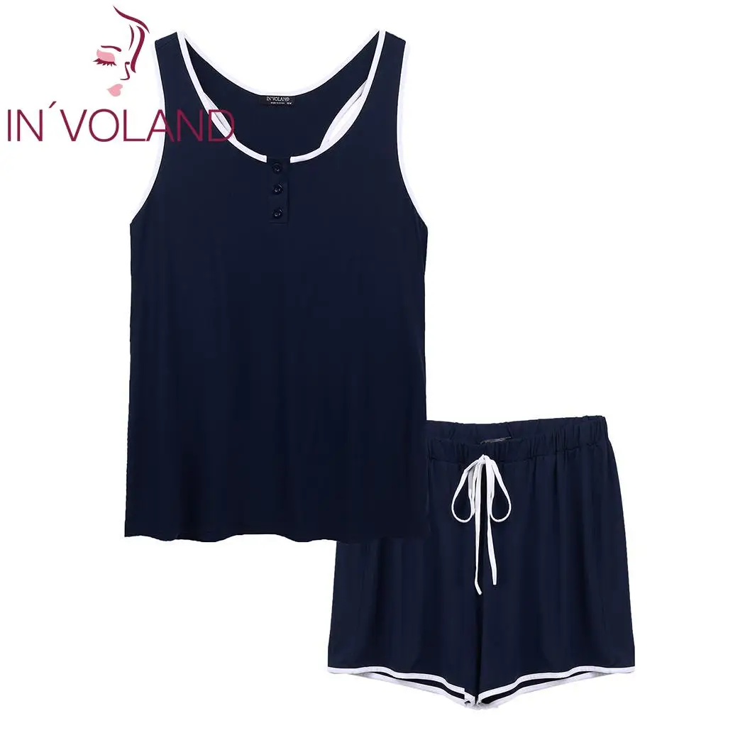 IN'VOLAND Elastic Casual Sleeveless Tank Tops and Short Pajama Set Fashion O-Neck Women Button Set High Waist Sexy Sleepwear
IN'VOLAND Elastic Casual Sleeveless Tank Tops and Short Pajama Set Fashion O-Neck Women Button Set High Waist Sexy Sleepwear