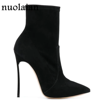 10.5CM Black Suede Leather Boots Women Winter High Heel Shoes Woman Pointed Toe Mid Calf Boots Women's High Heels Sock Boot
10.5CM Black Suede Leather Boots Women Winter High Heel Shoes Woman Pointed Toe Mid Calf Boots Women's High Heels Sock Boot