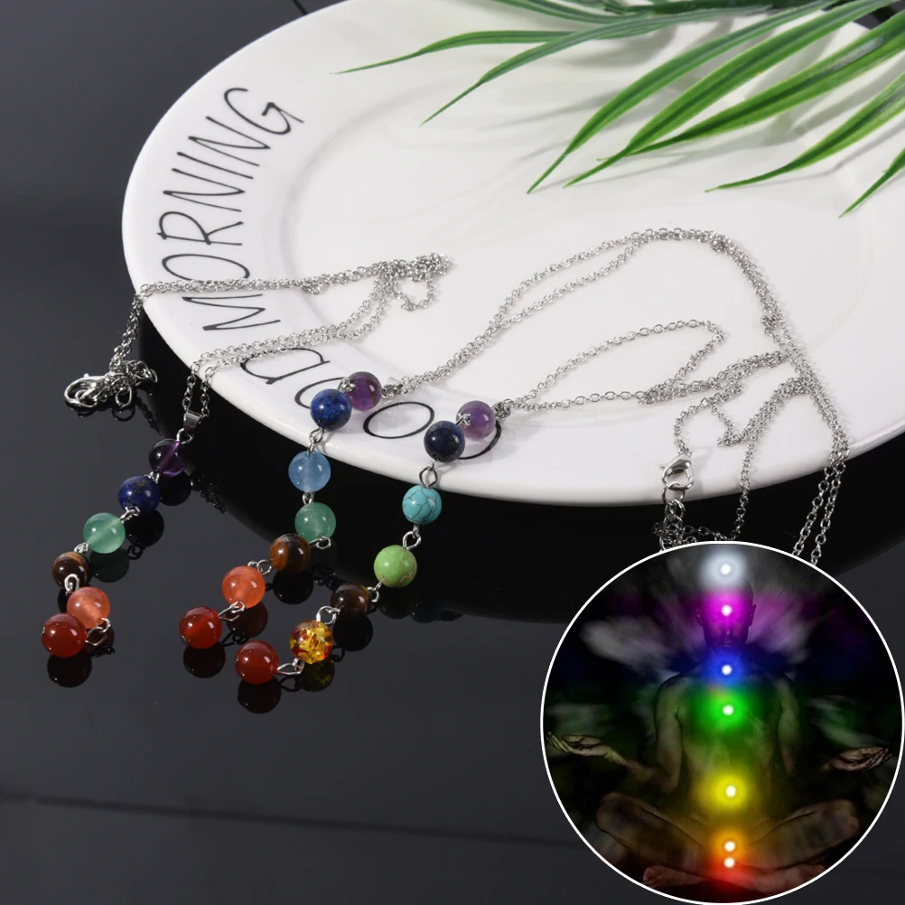 Stone Beads Pendant Necklace Yoga Symbol Inlaid Reiki Energy Stone Healing Point 7 Chakra Charm Pendant Necklace
Stone Beads Pendant Necklace Yoga Symbol Inlaid Reiki Energy Stone Healing Point 7 Chakra Charm Pendant Necklace